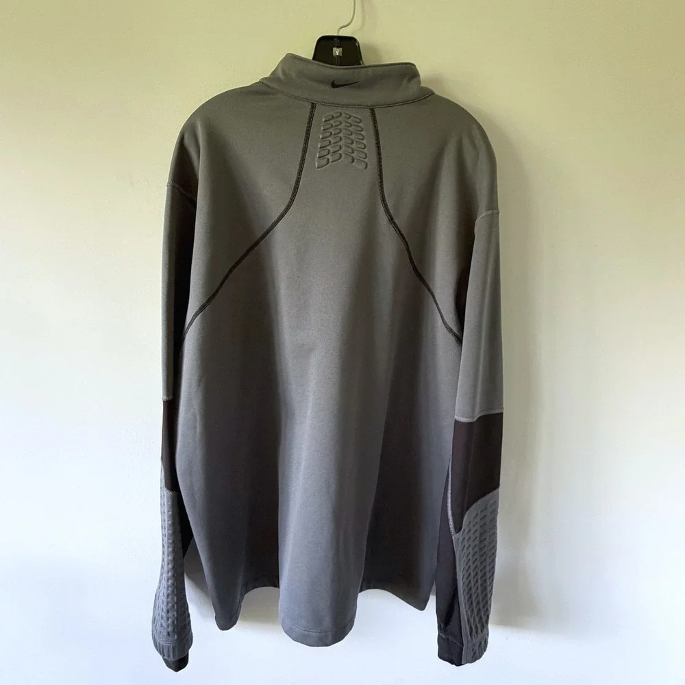 Nike Golf Therma-FIT Mens XL Quarter‎ Zip Pullover Gray Black Colorblock Fleece